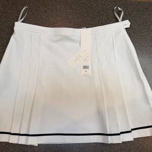 Tory Sport White Pleated Tennis Skirt with Navy Accent